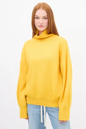 Yellow Wool Knit Oversized Turtleneck Sweater